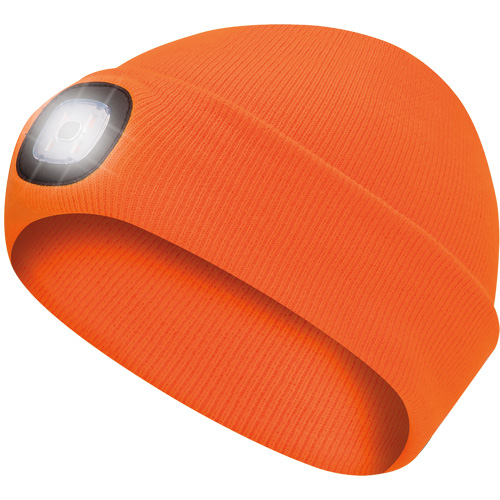 5675 Tuque en tricot avec lampe frontale &agrave; DEL, Doublure en Molleton, Taille unique, Orange haute visibilit&eacute; Kelford