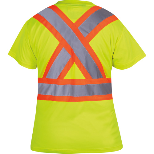 6949 Women's Bird's-Eye Safety T-Shirt, Polyester, X-Small, High Visibility Lime-Yellow Kelford