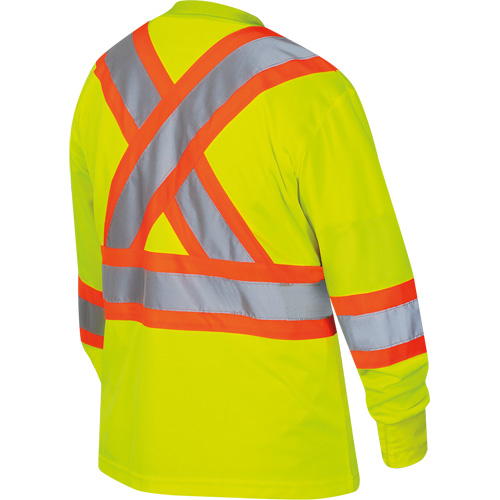 6969 Women's Bird's-Eye Long-Sleeved Safety Shirt, Polyester, X-Small, High Visibility Lime-Yellow Kelford