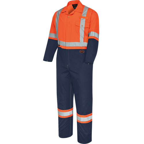 5514BBT 2-Tone Safety Coveralls with Zipper Closure, 40 (Tall), High Visibility Orange/Navy Blue Kelford