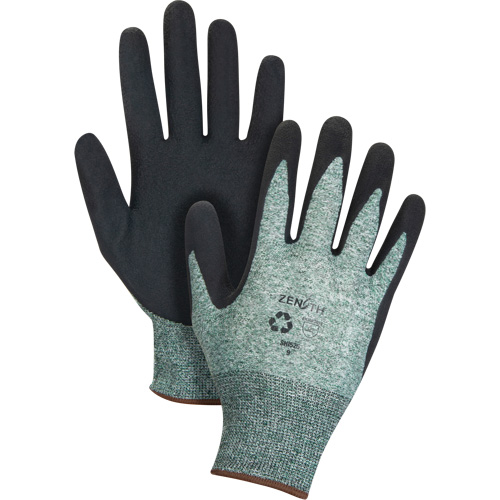 Eco-Friendly Crinkle Grip Coated Gloves, 9, Foam Latex Coating, 15 Gauge, Nylon/RPET Shell Kelford
