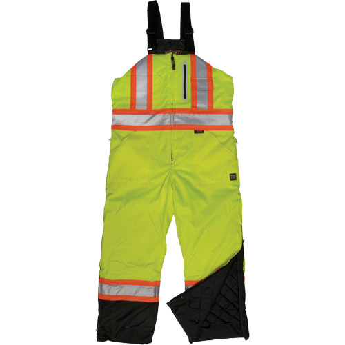 Ripstop Insulated Safety Bib Overall, Polyester, X-Small, High Visibility Lime-Yellow Kelford