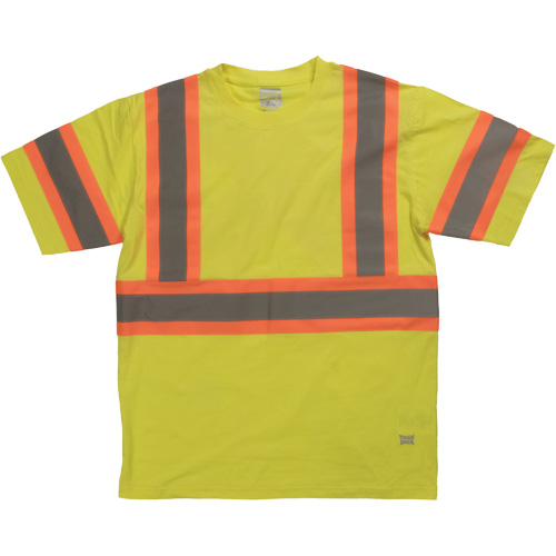 Short Sleeve Safety T-Shirt, Cotton, X-Small, High Visibility Lime-Yellow Kelford