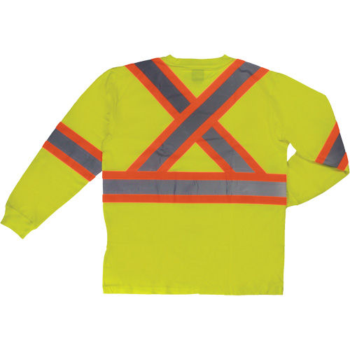 Long Sleeve Safety T-Shirt, Cotton, X-Small, High Visibility Lime-Yellow Kelford