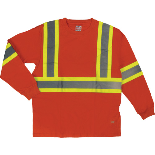 Long Sleeve Safety T-Shirt, Cotton, X-Small, High Visibility Orange Kelford