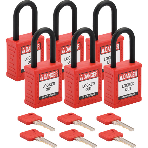 Cadenas de verrouillage Velocity, Rouge, Cl&eacute;s identiques, Nylon, Largeur de 1-1/2" Kelford