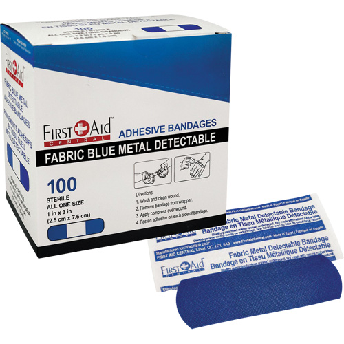 Bandages, Rectangulaire/carr&eacute;e, 3", Tissu d&eacute;tectable, St&eacute;rile Kelford