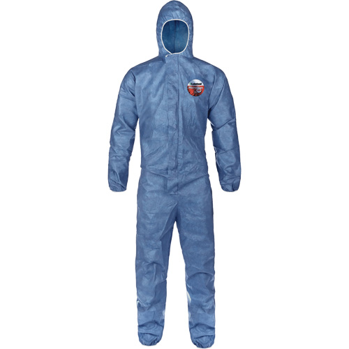 Hooded Coveralls, Large, Blue, MicroMax&reg; VP Kelford