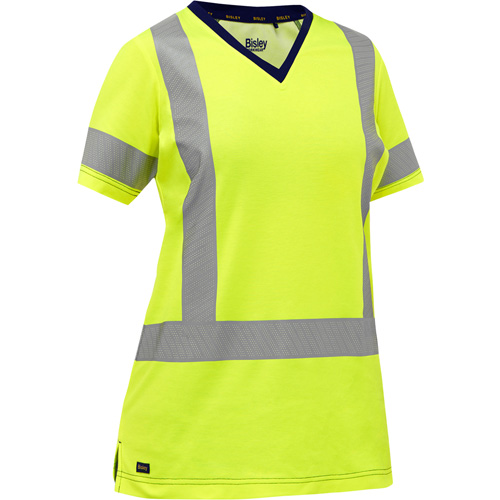 Chemise &agrave; manches courtes et X au dos Bisley pour femmes, Poly-coton, Petit, Jaune lime haute visibilit&eacute; Kelford