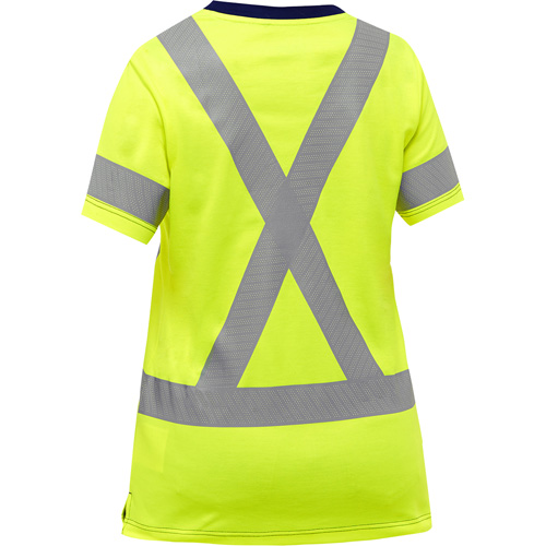 Chemise &agrave; manches courtes et X au dos Bisley pour femmes, Poly-coton, Petit, Jaune lime haute visibilit&eacute; Kelford
