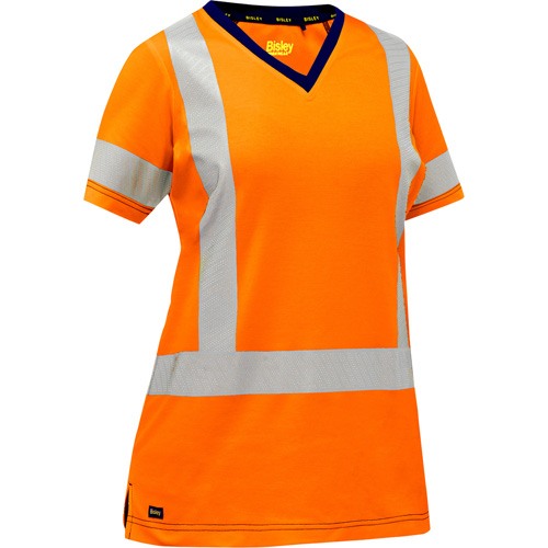 Chemise &agrave; manches courtes et X au dos Bisley pour femmes, Poly-coton, Petit, Orange haute visibilit&eacute; Kelford