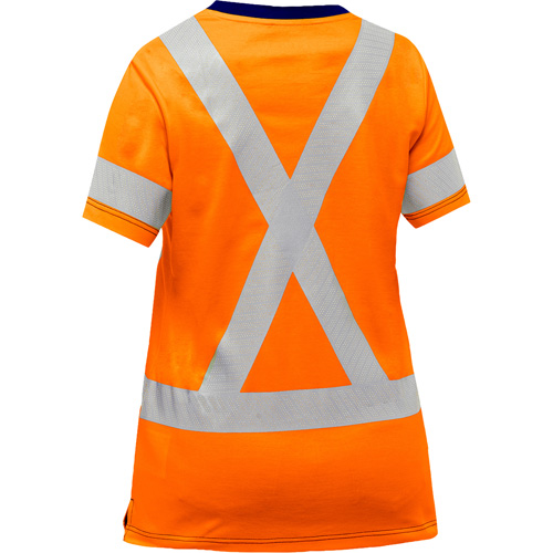 Chemise &agrave; manches courtes et X au dos Bisley pour femmes, Poly-coton, Petit, Orange haute visibilit&eacute; Kelford