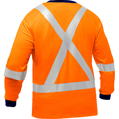 Bisley&reg; X-Back Long Sleeve Shirt, Poly-Cotton, Small, High Visibility Orange Kelford