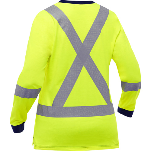 Chemise &agrave; manches longues et X au dos Bisley pour femmes, Poly-coton, Petit, Jaune lime haute visibilit&eacute; Kelford