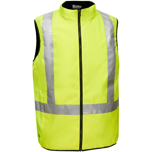 Veste bouffante r&eacute;versible avec X au dos Bisley, Jaune lime haute visibilit&eacute;, T-Grand, Polyester Kelford