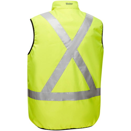 Veste bouffante r&eacute;versible avec X au dos Bisley, Jaune lime haute visibilit&eacute;, T-Grand, Polyester Kelford