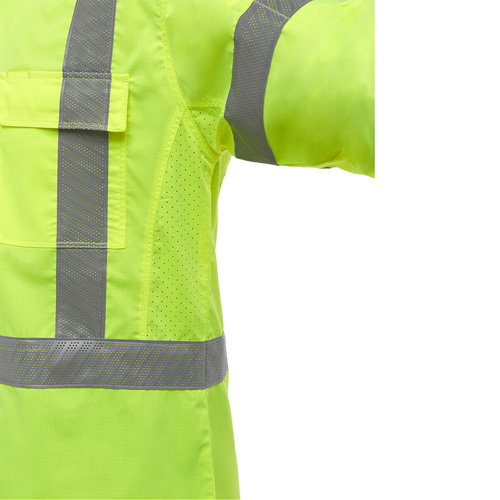 Bisley&reg; X-Back Long Sleeve Work Shirt with X-Airflow, Poly-Cotton, Small, High Visibility Lime-Yellow Kelford