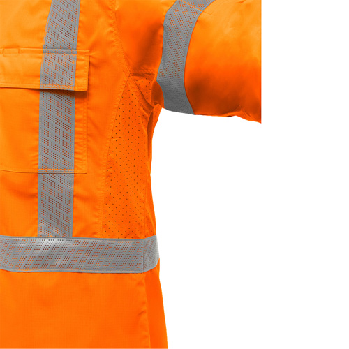 Chemise de travail &agrave; manches longues et X au dos Bisley avec X-Airflow, Poly-coton, Petit, Orange haute visibilit&eacute; Kelford