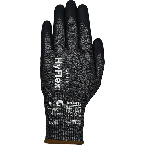 Gants r&eacute;sistants &agrave; la coupe HYFLEX 11-543, Taille 6, Calibre 13, Rev&ecirc;tement Nitrile, Enveloppe en Nylon/Acier inoxydable/PEHP/Spandex, ASTM ANSI niveau A7/EN 388 niveau F Kelford