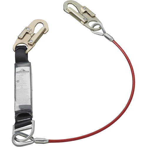 SA-5500-4 Shock Absorbing Lanyard, 4', Snap Hook Center, Snap Hook Leg Ends, Galvanized Steel Kelford