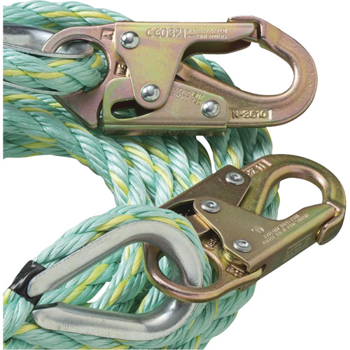 VL-1122-100 Vertical Lifeline Rope with Anchor End Snap Hook, Copolymer Kelford