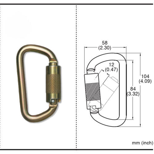 CP-03015-2 Zinc Plated Carabiner with 3/4" Gate Opening, Steel Kelford