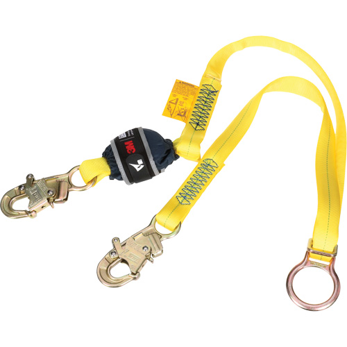 Tie-Back Web Shock-Absorbing Lanyard, 6', Snap Hook Center, Snap Hook Leg Ends, Polyester Kelford