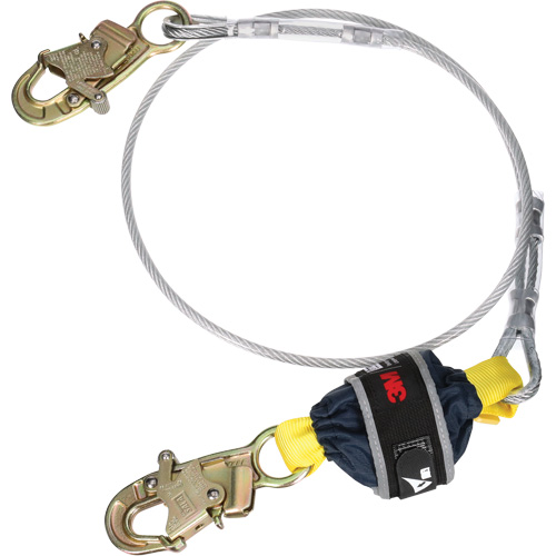 Cable Shock-Absorbing Lanyard, 6', Snap Hook Center, Snap Hook Leg Ends, Galvanized Steel Kelford