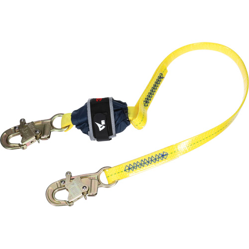 Coated Web Shock-Absorbing Lanyard, 4', Snap Hook Center, Snap Hook Leg Ends Kelford