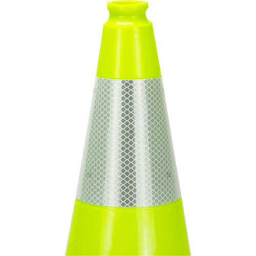 C&ocirc;ne de signalisation de premi&egrave;re qualit&eacute;, 18", Vert lime, Bande(s) r&eacute;fl&eacute;chissante(s) 6" Kelford