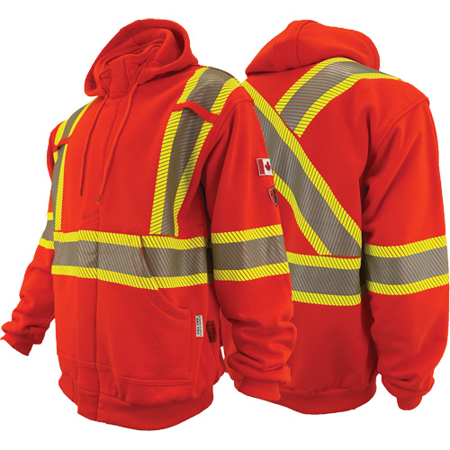 Atlas Guardian&reg; FR/AR Full-Zip Hoodies, Men's, Small, High Visibility Orange, 18 cal/cm² Kelford