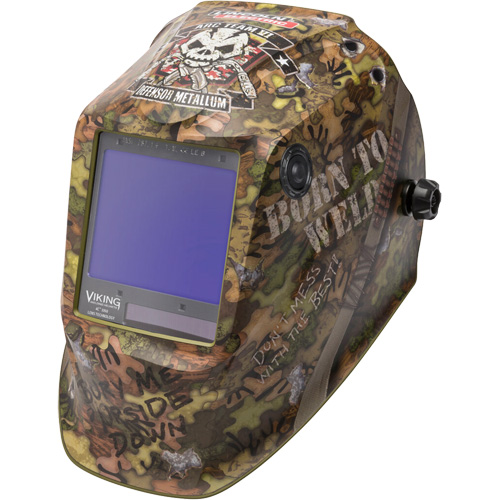 VIKING 3350 Born To Weld Welding Helmet, 3.74" L x 3.34" W View Area, 5 - 13 Shade Range Kelford