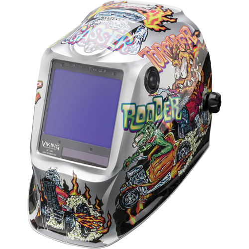 VIKING 3350 Hot Rodders Welding Helmet, 3.74" L x 3.34" W View Area, 5 - 13 Shade Range Kelford