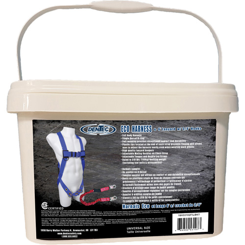 ECO Safety Harness in Pail with 6' Lanyard, CSA Certified, Class A, 255 lbs. Cap. Kelford