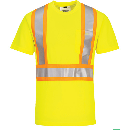 T-shirt de s&eacute;curit&eacute; &agrave; bandes contrastantes, Polyester, Petit, Jaune lime haute visibilit&eacute; Kelford