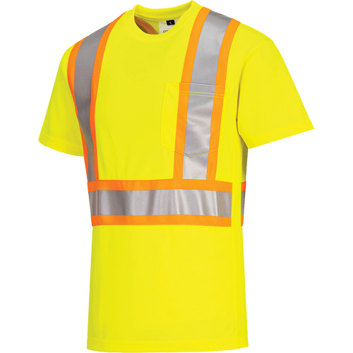 T-shirt de s&eacute;curit&eacute; &agrave; bandes contrastantes, Polyester, Petit, Jaune lime haute visibilit&eacute; Kelford