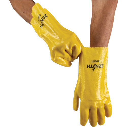 Rough-Finish Chemical-Resistant Gloves, Size 9, 12" L, PVC, Interlock Inner Lining, 47-mil Kelford