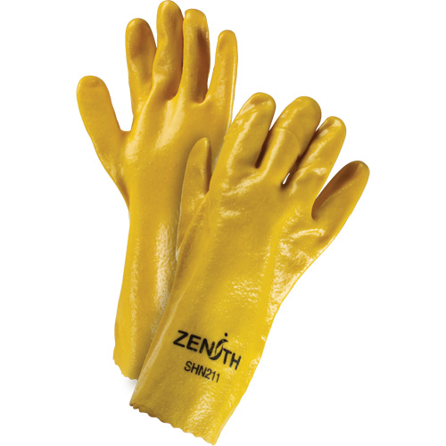 Rough-Finish Chemical-Resistant Gloves, Size 9, 14" L, PVC, Interlock Inner Lining, 47-mil Kelford