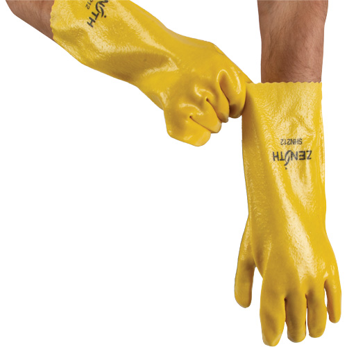 Rough-Finish Chemical-Resistant Gloves, Size 9, 14" L, PVC, Interlock Inner Lining, 47-mil Kelford
