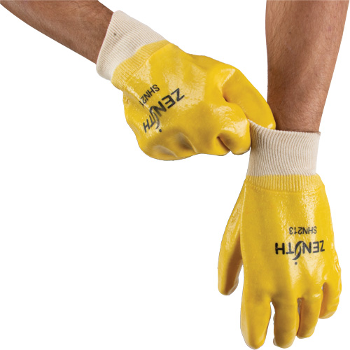 Rough-Finish Chemical-Resistant Gloves, Size 9, 10" L, PVC, Interlock Inner Lining, 47-mil Kelford