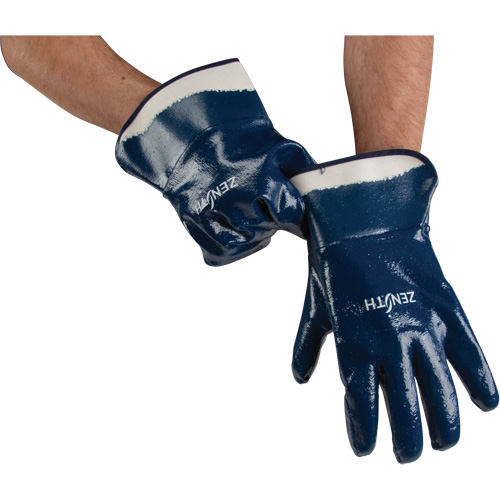 Heavyweight Safety Cuff Gloves, 10/X-Large, Nitrile Coating, Cotton Shell Kelford