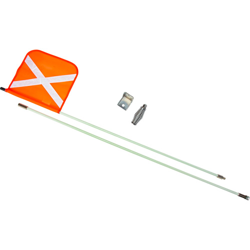 Heavy-Duty Safety Whip, Threaded Mount, 8' High, Orange with Reflective X Kelford