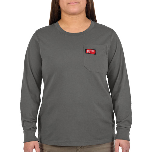GRIDIRON Long Sleeve Pocket T-Shirt, Women's, X-Small, Grey Kelford
