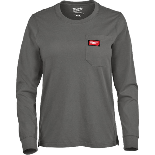 GRIDIRON Long Sleeve Pocket T-Shirt, Women's, X-Small, Grey Kelford