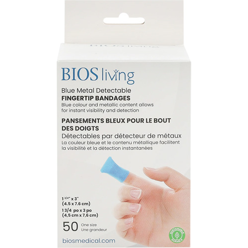 Bandages bleus, Bout de doigt, 3", Tissu d&eacute;tectable, St&eacute;rile Kelford