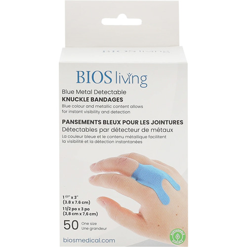 Bandages bleus, Jointures, 3", Tissu d&eacute;tectable, St&eacute;rile Kelford