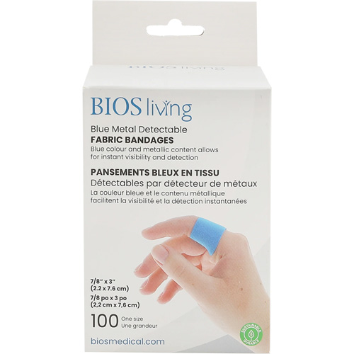 Blue Bandages, Rectangular/Square, 3", Fabric Metal Detectable, Sterile Kelford