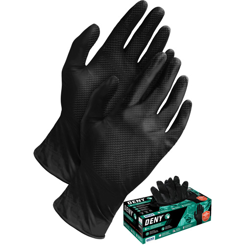 Gants jetables Deny, Petit, Nitrile, 6 mils, Sans poudre, Noir Kelford