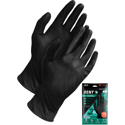 Gants jetables Deny, Petit, Nitrile, 6 mils, Sans poudre, Noir Kelford