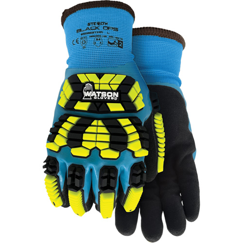 Gants d'hiver antichocs 9393TPR Stealth Black Ops, Petit, Paume en Mousse de latex, Poignet Poignet en tricot Kelford